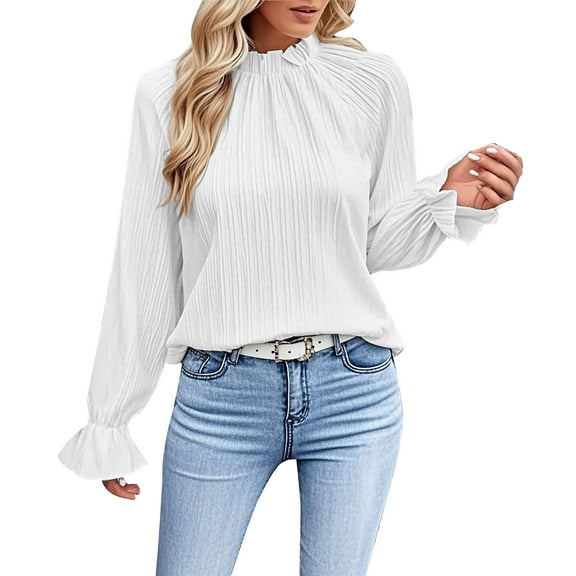 Cqxid525 Women Shirts 2025 New Solid Color Style Loose Long Sleeved Shirt with Collar