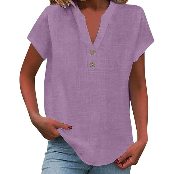 Cqxid525 Women's Casual Top Loose Button Shirt Top Stand Solid Color Sleeve Collar Casual Women's Shirt Women's Shirt