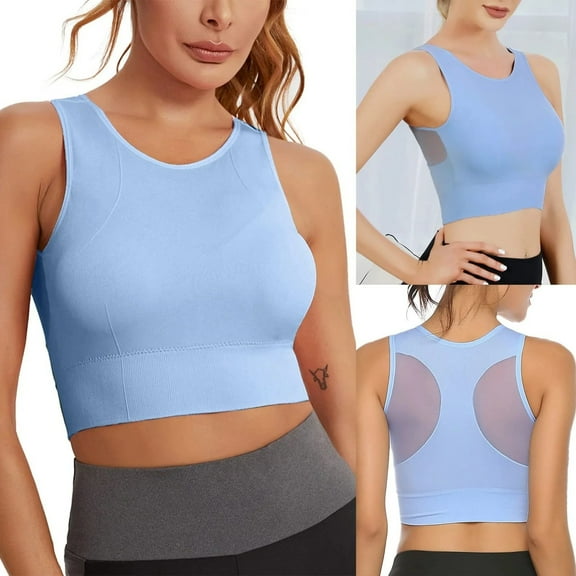 Cqxid525 Womens Seamless Wireless Supportive Bra High Neck Sports Bra for Women Longline Full Coverage Sports Bras Medium Impact Padded Workout Crop Tops for Yoga Gym Yoga Gym Workout Fitness