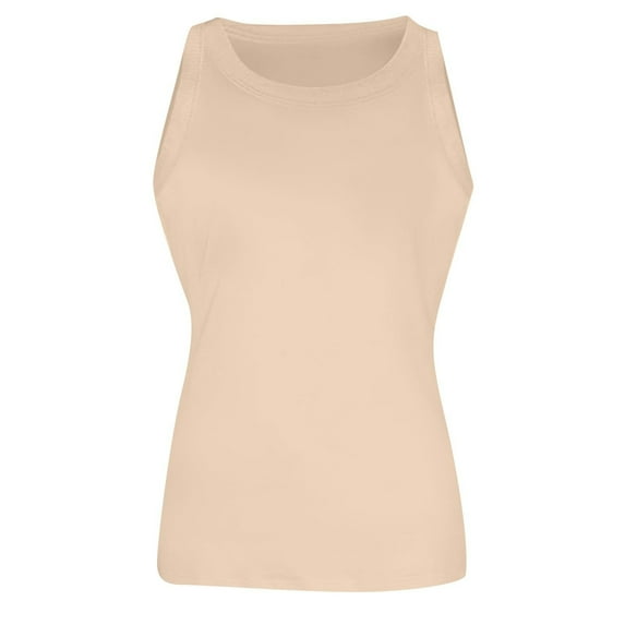 Cqxid525 Womens Tops Tank Top for Women Sleeveless Solid Color T Shirts Crewneck Summer Basic Tee Slim Fit Tight Y2K Crop Tops