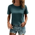 thumbnail image 1 of Cqxid525 Womens Tops Women's T Shirts Short Sleeve Color Block/Solid Tops Casual Summer Tees, 1 of 5