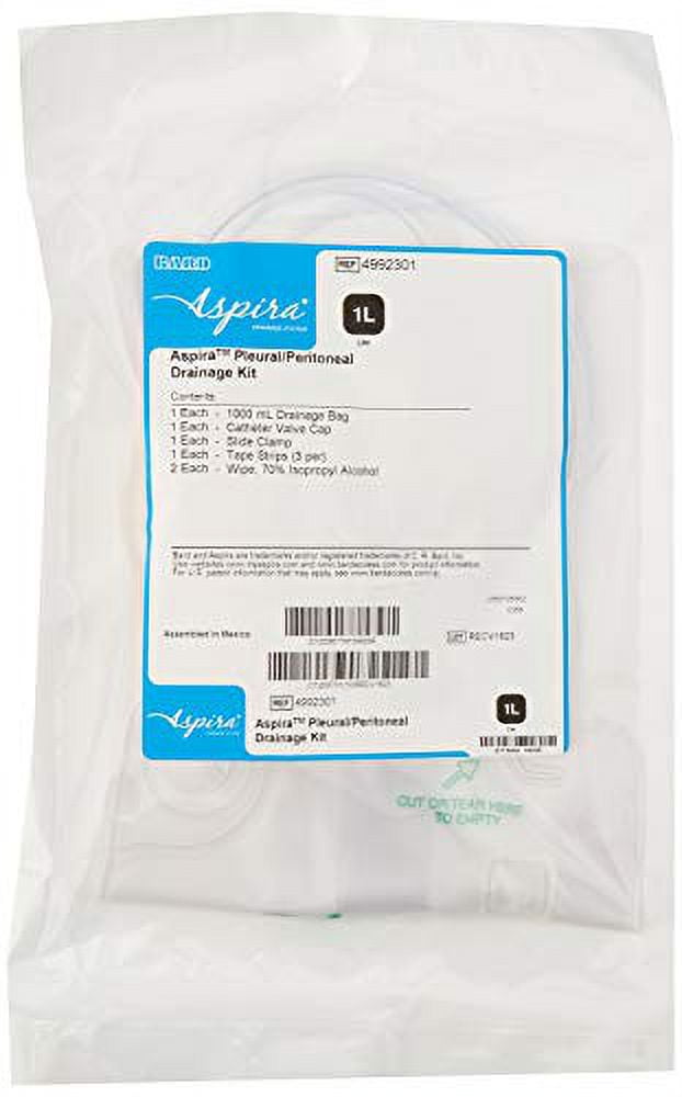 CR Bard Aspira Pleural Drainage Bag, BAR4992301, 1lb, Made in USA