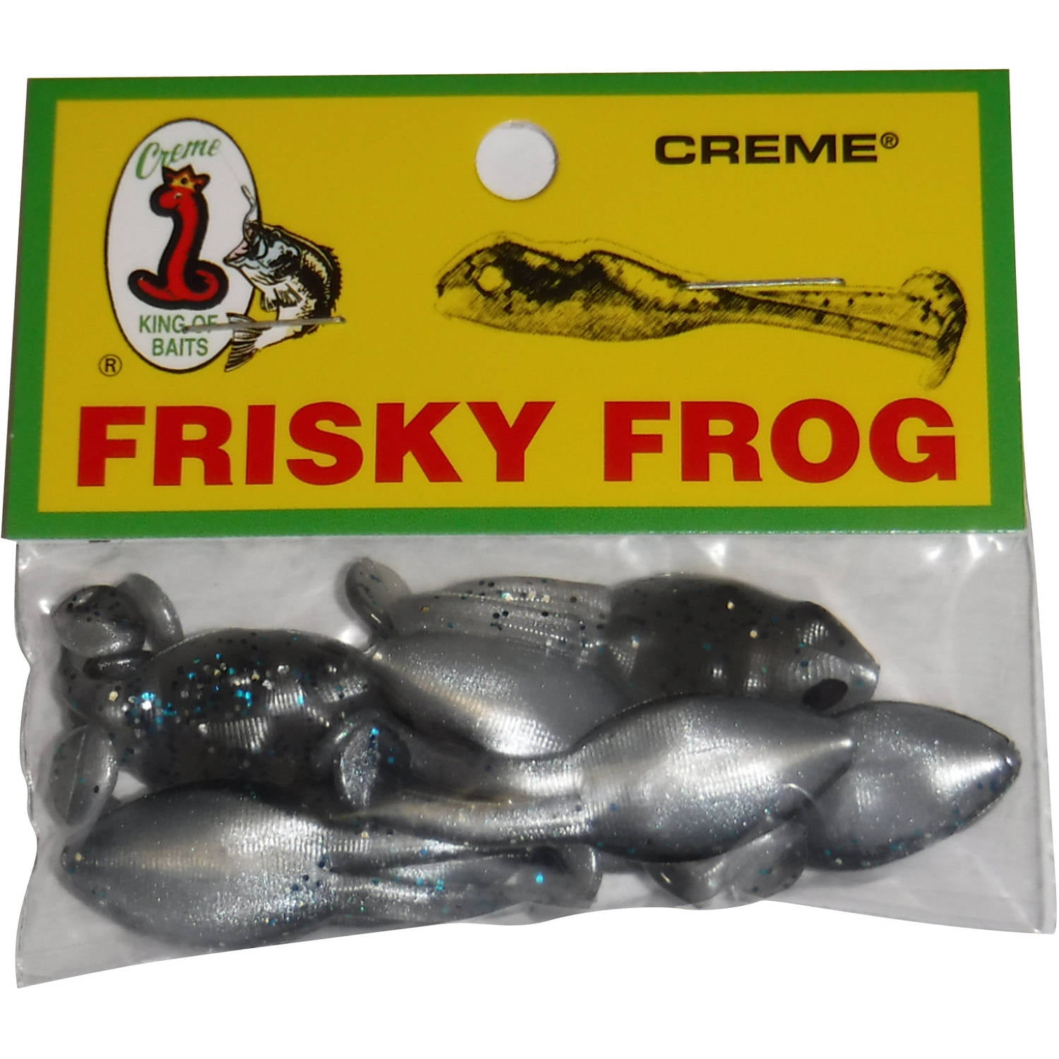 Crème 1.5 Frisky Frog Lure 7pk, Blue Thunder 