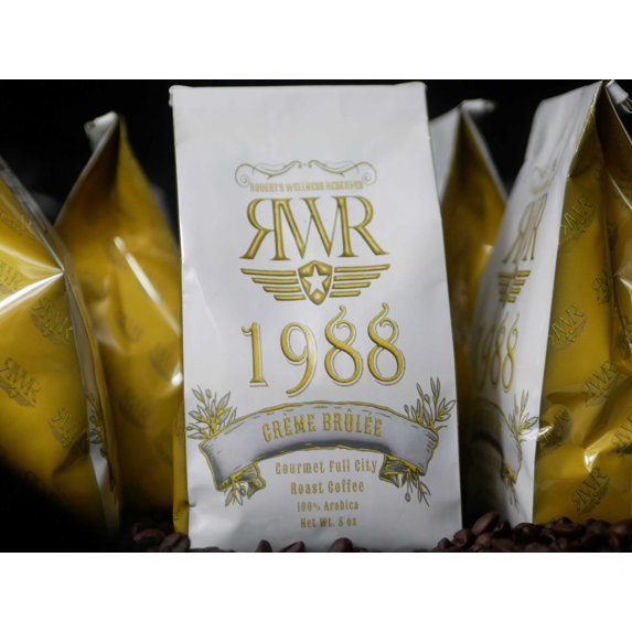 Crème Brûlée Gourmet Coffee, 100% Arabica Ground Full City Roast, 8oz RWR Cafe 1988