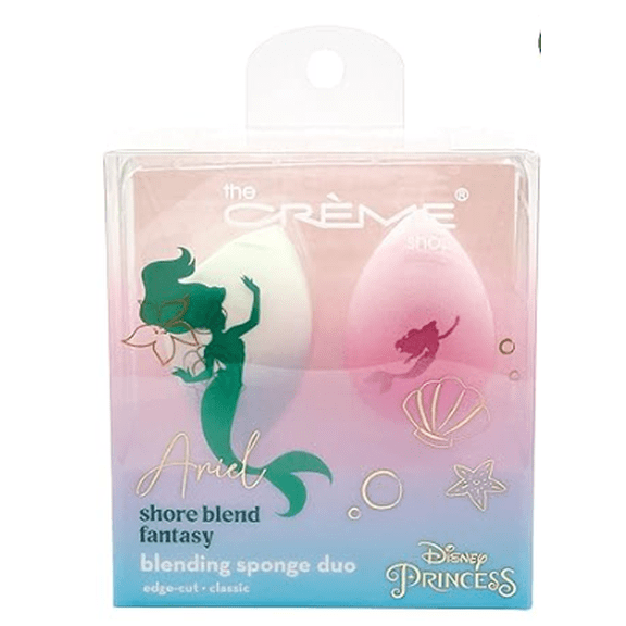 The Crme Shop x Disney Ariel Makeup Sponge Set - Beauty Sponge For Blending & Foundation Application, Full Coverage, Streak-Free Professional Makeup Tool (Pack of 2)