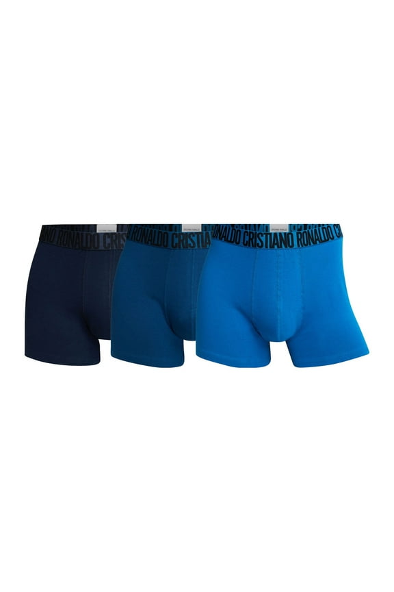 Men Boxer Shorts, Pack Of 3 - Trunks, Organic Cotton Stretch Blue Xl (X-Large)
