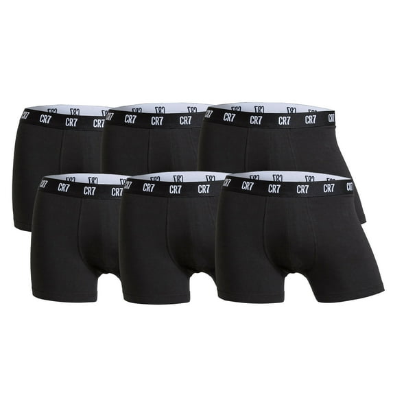 Cr7 Men Boxer Shorts, Pack Of 6 - Trunks, Organic Cotton Stretch Black S (Small)