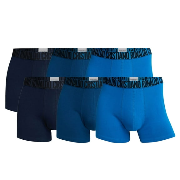 Cr7 Men Boxer Shorts, Pack Of 6 - Trunks, Organic Cotton Stretch Blue Xl (X-Large)