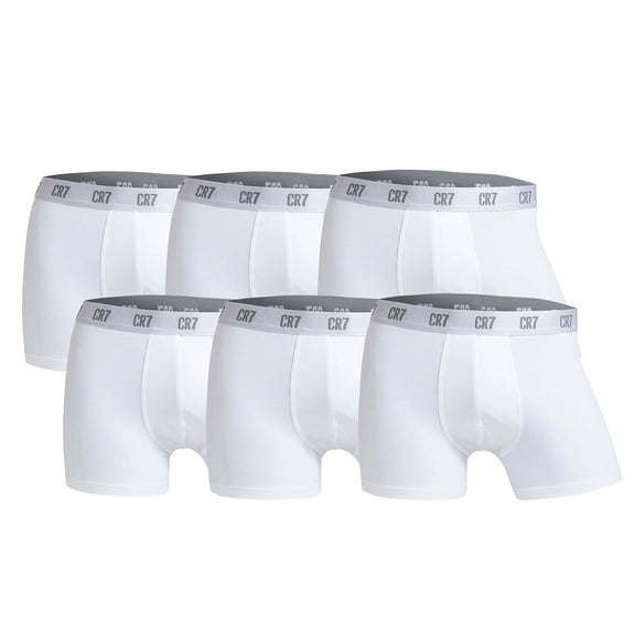 Cr7 Men Boxer Shorts, Pack Of 6 - Trunks, Organic Cotton Stretch White L (Large)