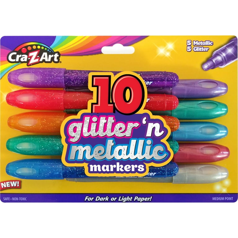 Cra-Z-Art 10 Count Glitter 'n Metallic Marker Set, Child to Adult