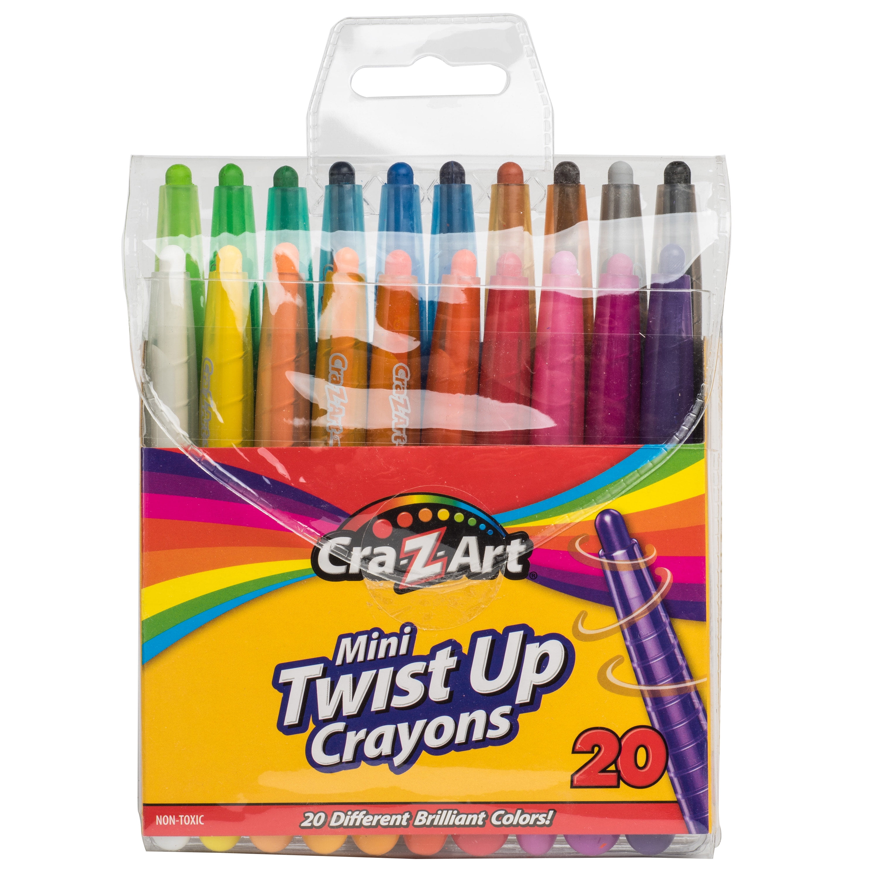 Cra-Z-Art 20 Count Mini Twist-up Multicolor Crayons, Child Ages 3 and up,  Back to School Supplies 