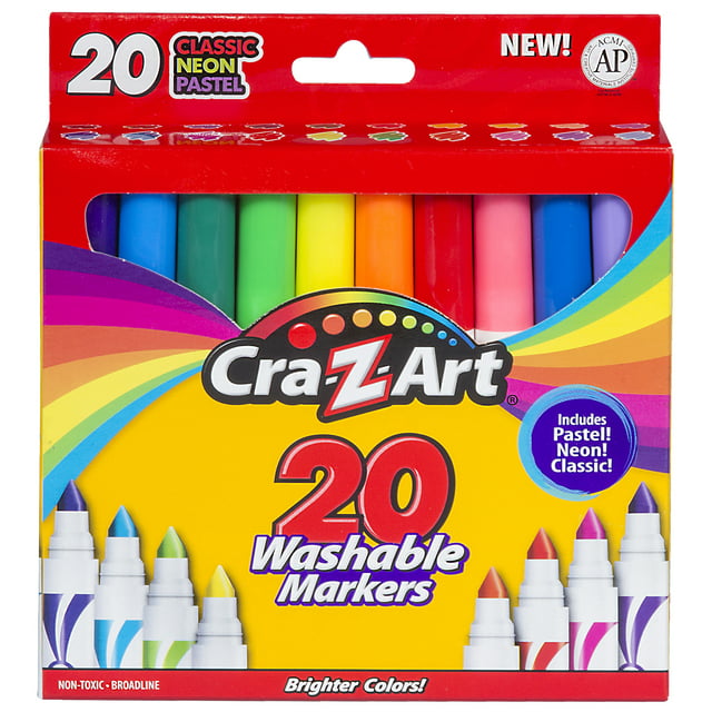 Cra-Z-Art 20 Count Multicolor Broad Line Washable Markers, Back to School Supplies