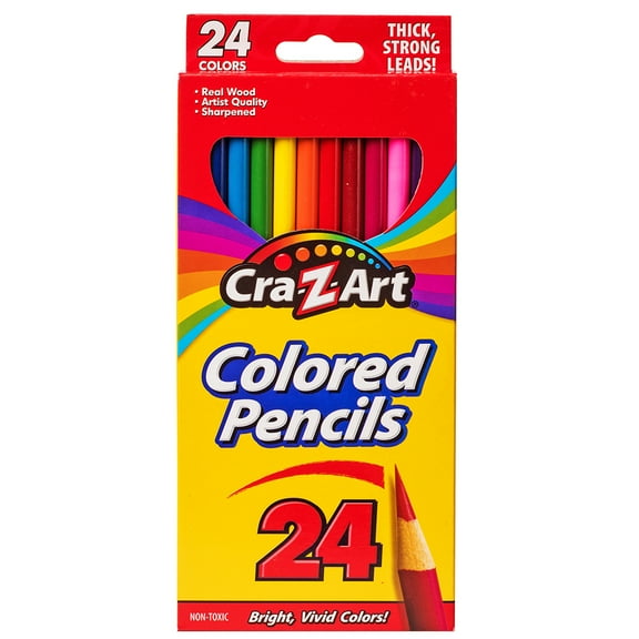 Cra-Z-Art Pre-Sharpened Colored Pencils, 24 Assorted Colors, Classroom Supplies