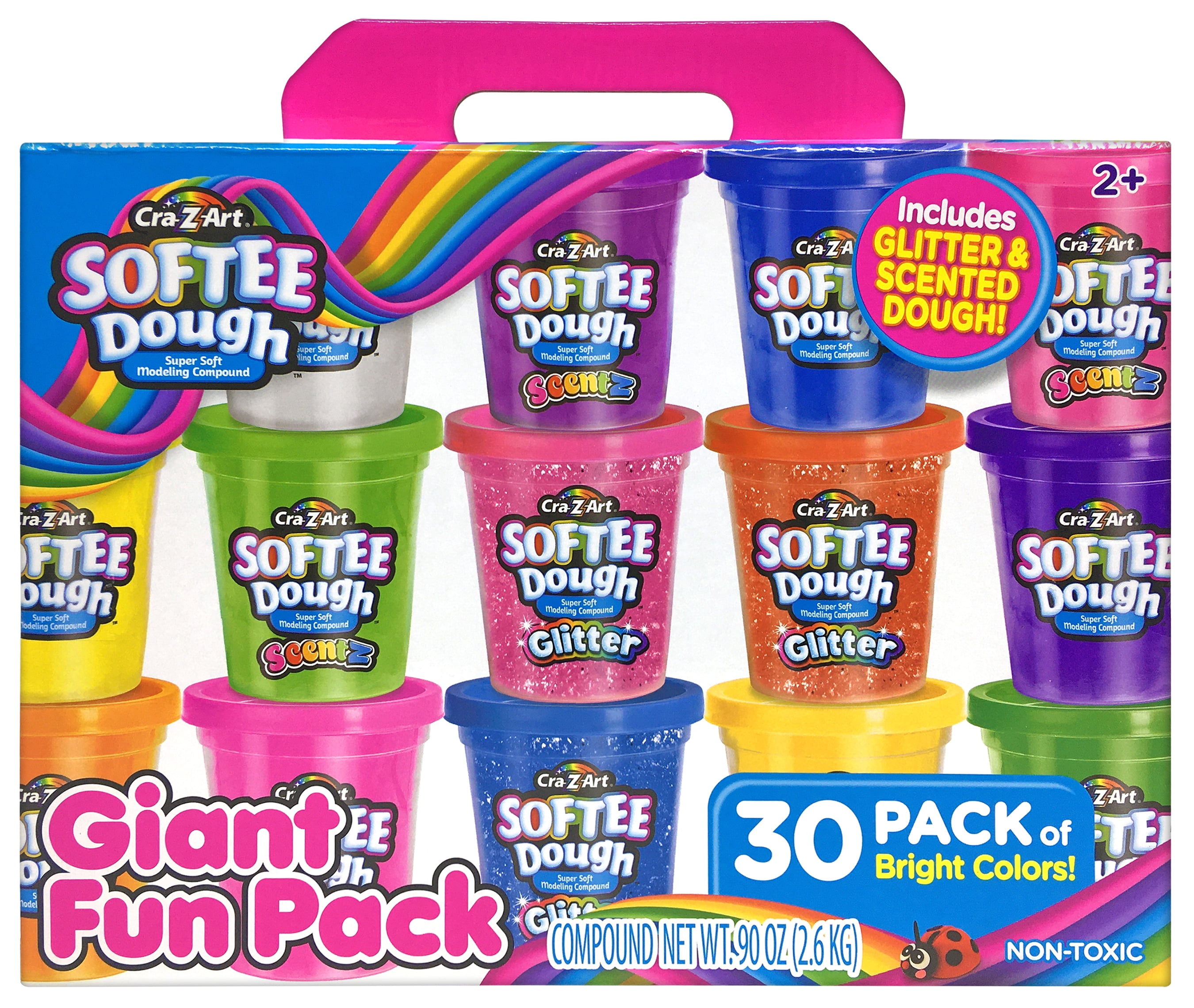 CraZArt 30 Count Softee Dough, Multicolor Dough, 3oz Cans, Child Ages