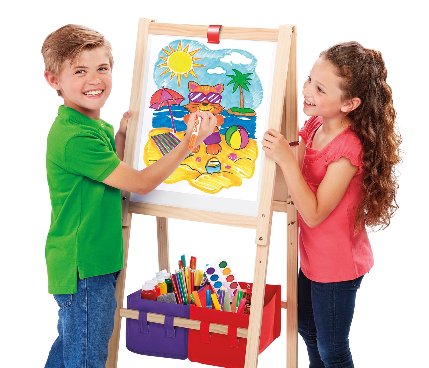 Cra-Z-Art 37"- 43" Double-Sided Wood Children's Art Easel, Child Ages 4 and up