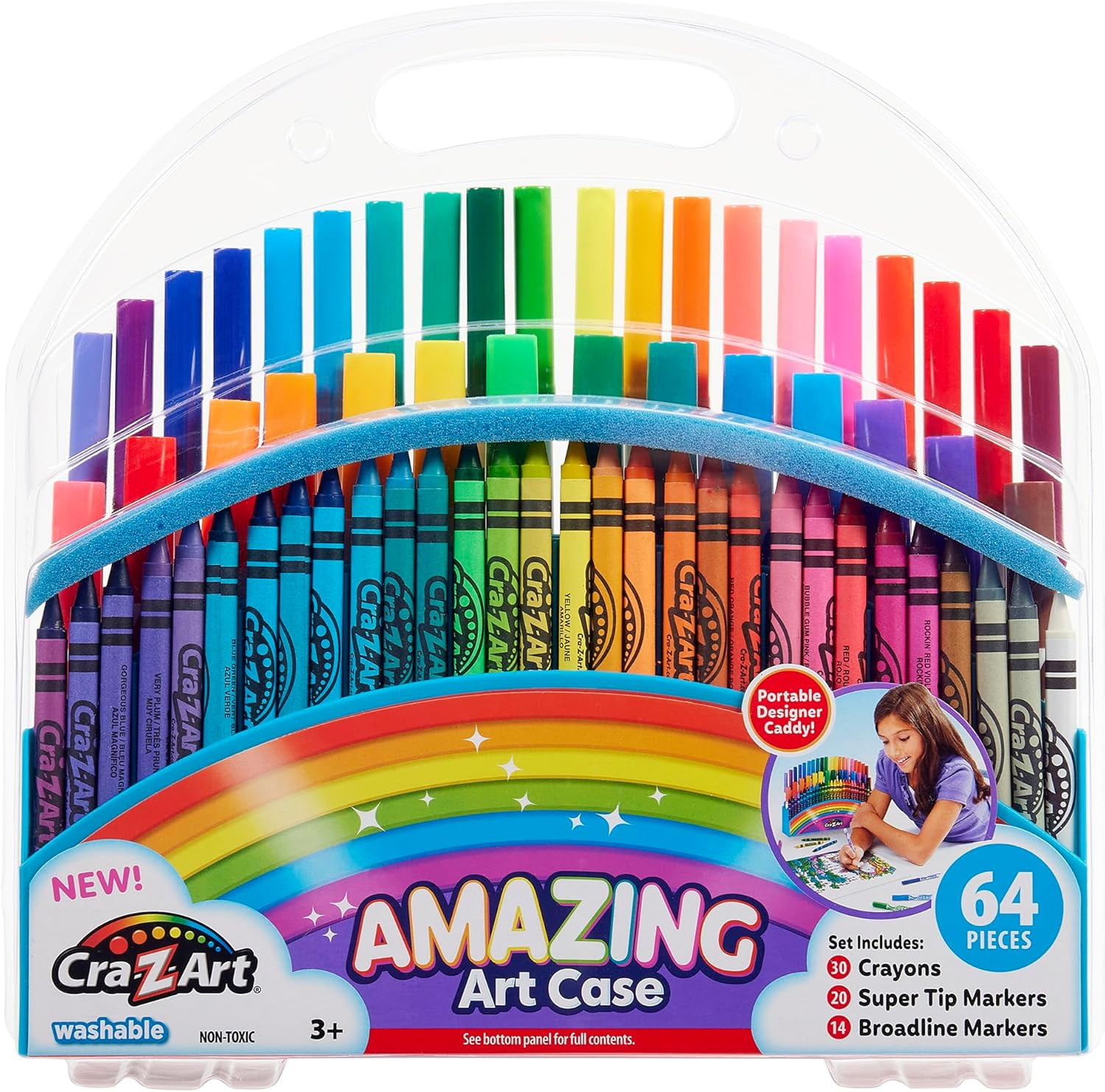 Cra-Z-Art 64pc Amazing Art Case featuring Vibrant, Crayons and Super Tip and Fineline Markers Great for Kids Ages 3 and Up