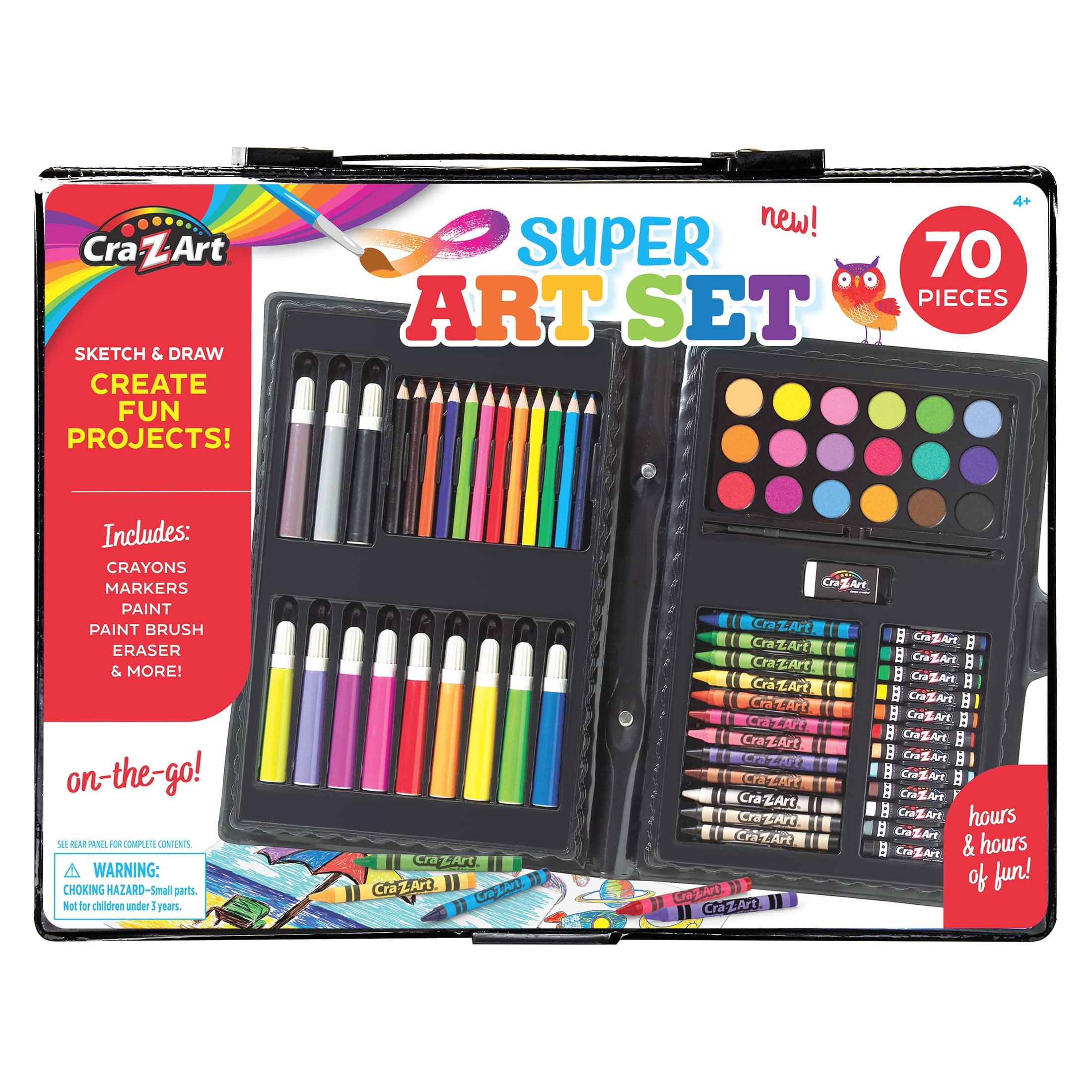 Cra-Z-Art Super Art Set-70 Piece Set Toy for Creative Exploration, Best Gift for Kids Ages 4 & up