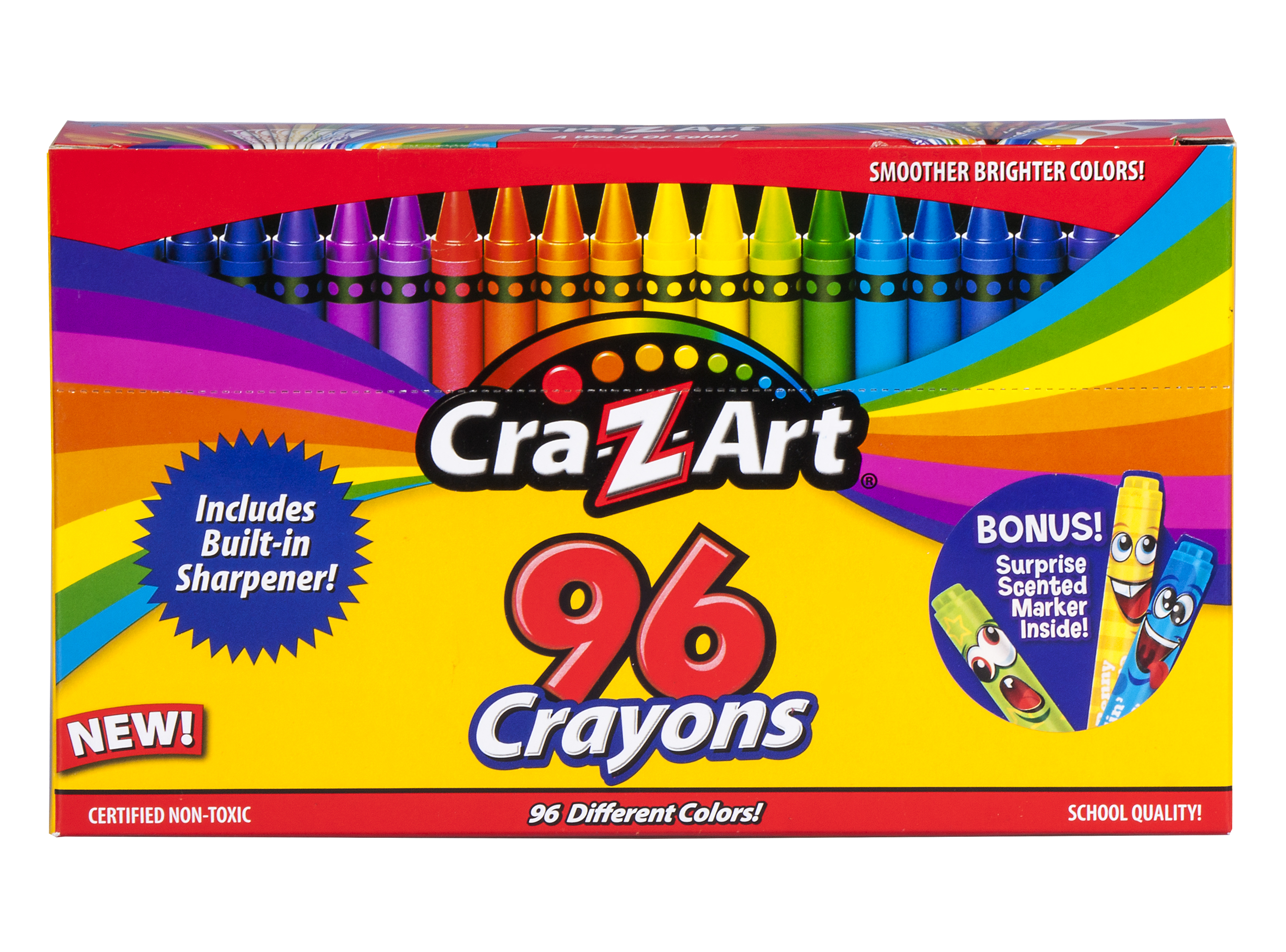 Cra-Z-Art 96 Count Crayons, Bulk Pack with Built-in Sharpener, Multicolor, Back to School - image 1 of 10
