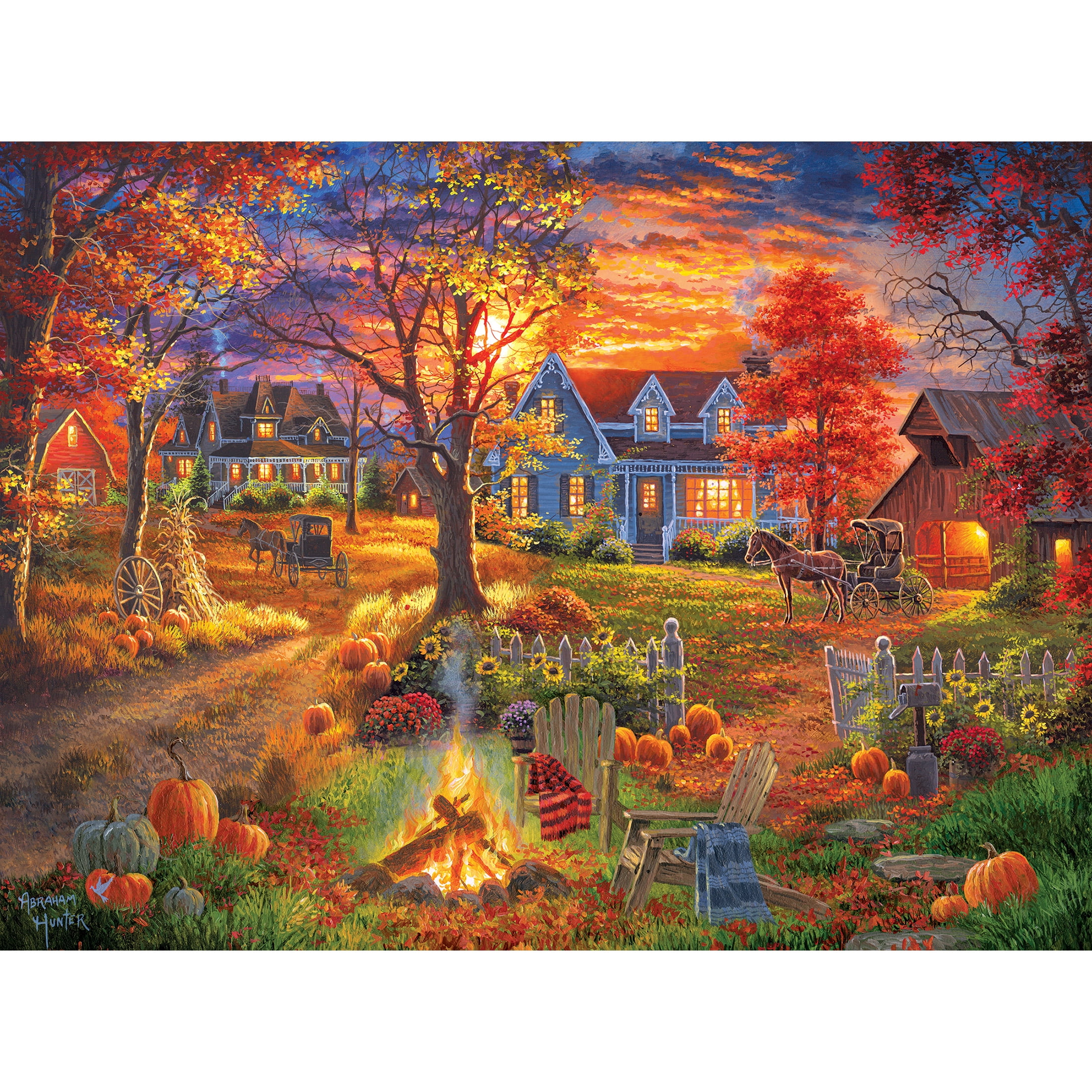 Cra-Z-Art Abraham Hunter 500-Piece Autumn Village Adult Jigsaw Puzzle