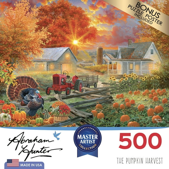 Cra-Z-Art Abraham Hunter 500-Piece The Pumpkin Harvest Adult Jigsaw Puzzle