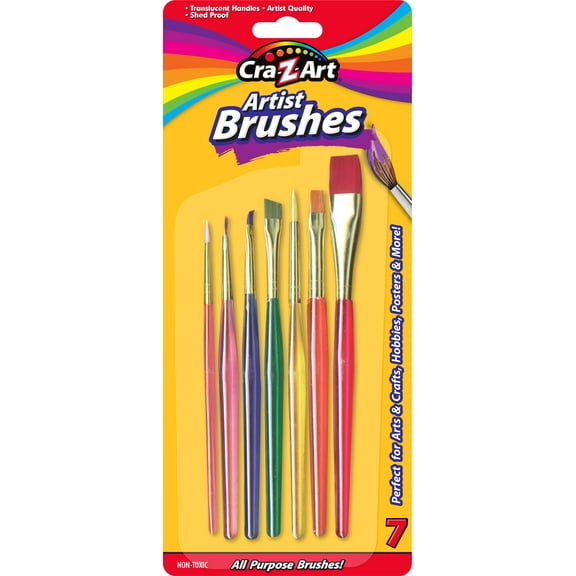 Cra-Z-Art All Purpose Artist Paint Brushes, Multicolor, 7 Count, Child to Adult, School Supplies