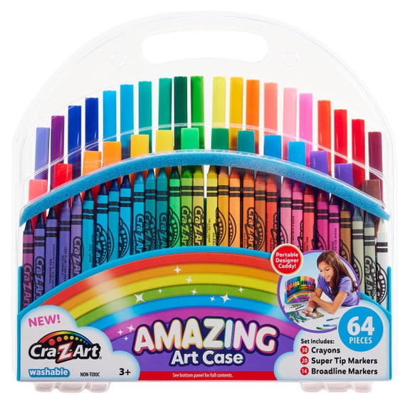 Cra-Z-Art Amazing Art Case with Crayons and Markers, Fine Point, Assorted Colors, 64 Count