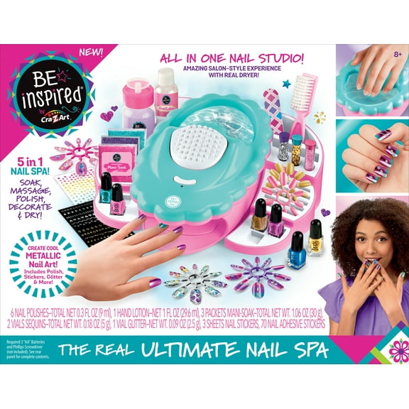Cra-Z-Art Be Inspired 5-in-1 Real Ultimate Manicure Metallic Nail Polish Spa, Nail Art, Child-Tween Ages