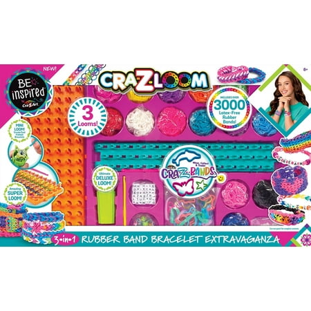 Cra-Z-Art Be Inspired Cra-Z-Loom 3-in-1 Rubber Band Bracelet Extravaganza, Multicolor Kit Ages 8 and up