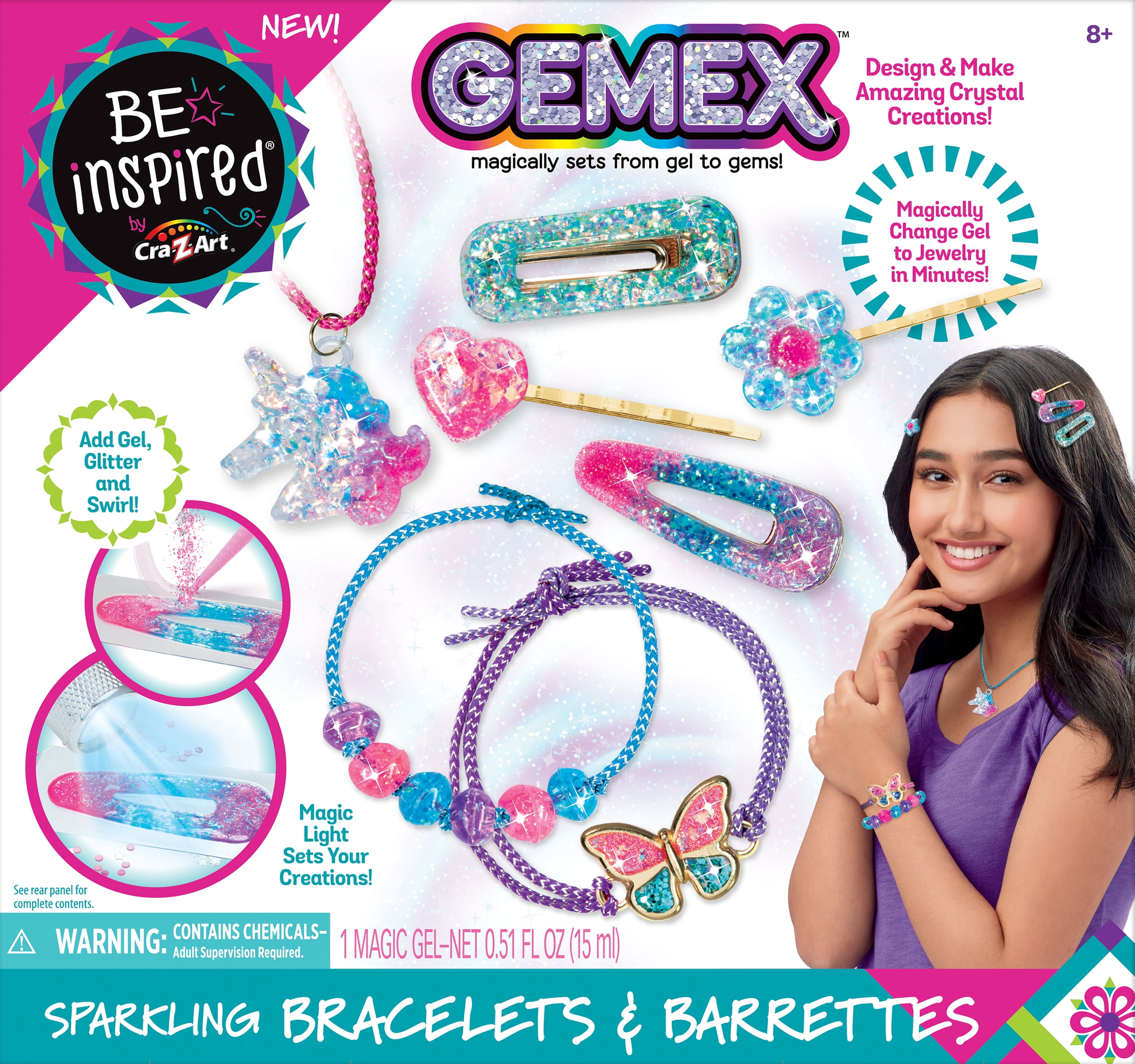 Cra-Z-Art Be Inspired Gemex Sparkling Bracelets and Barrettes, 26 Pieces