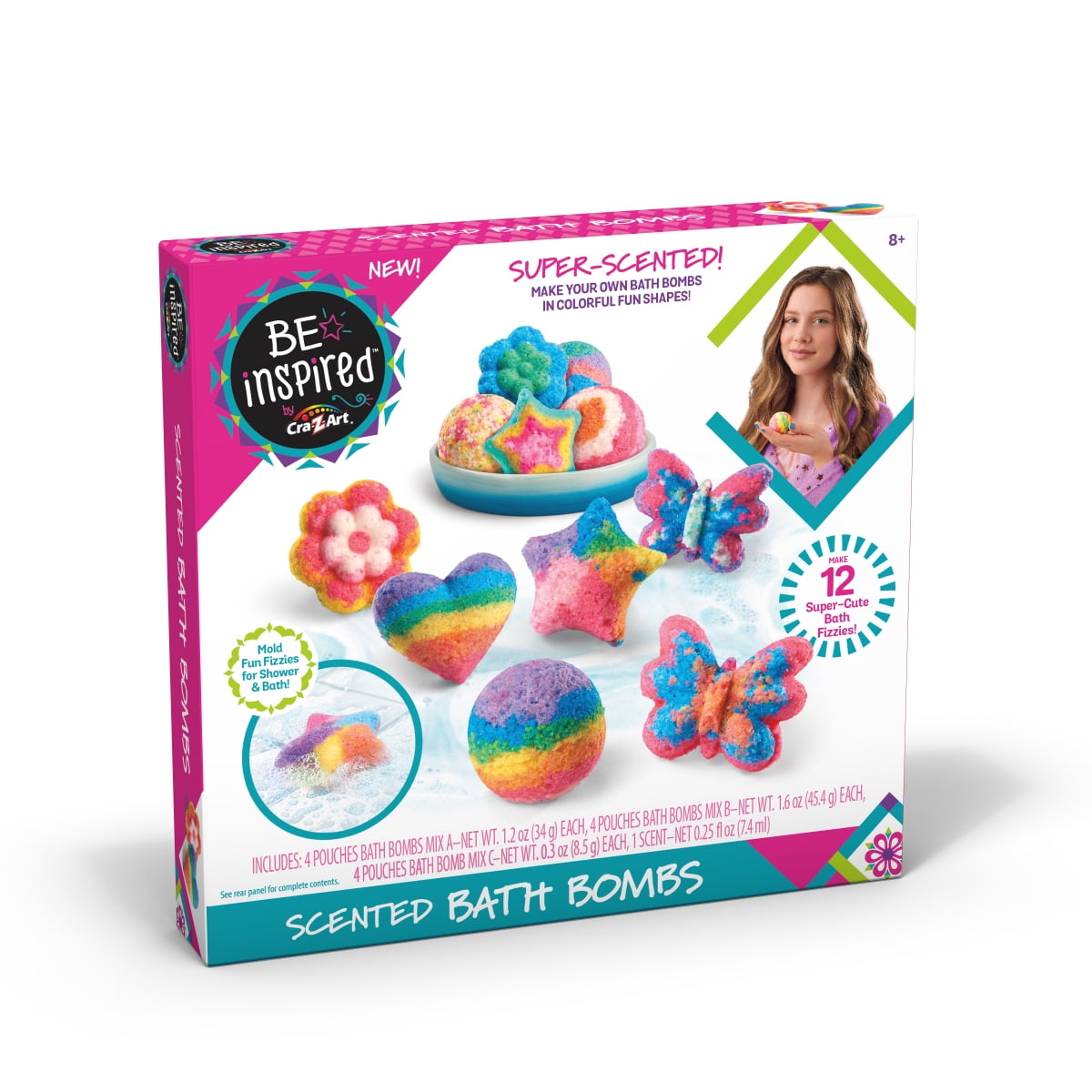 CraZArt Be Inspired Scented DIY Bath Bombs Activity Kit Make, Toss