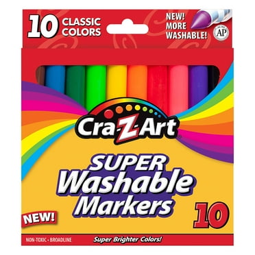 Cra-Z-Art Classic Multicolor Broad Line Washable Markers, 10 Count, School Supplies