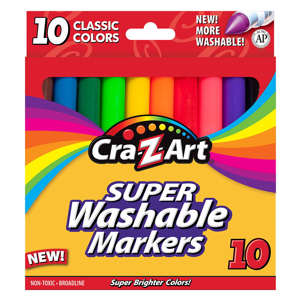 Cra-Z-Art Classic Multicolor Broad Line Washable Markers, 10 Count, Back to School Supplies - image 1 of 11