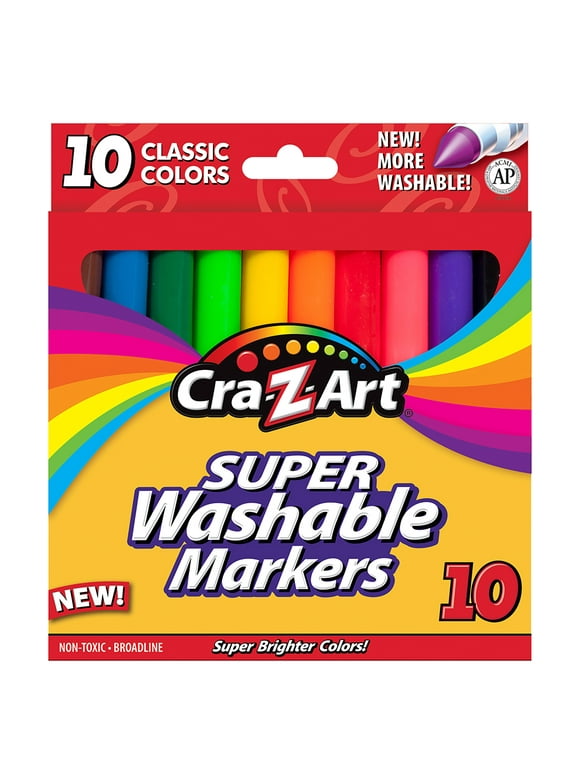 Cra-Z-Art Classic Multicolor Broad Line Washable Markers, 10 Count, Back to School Supplies