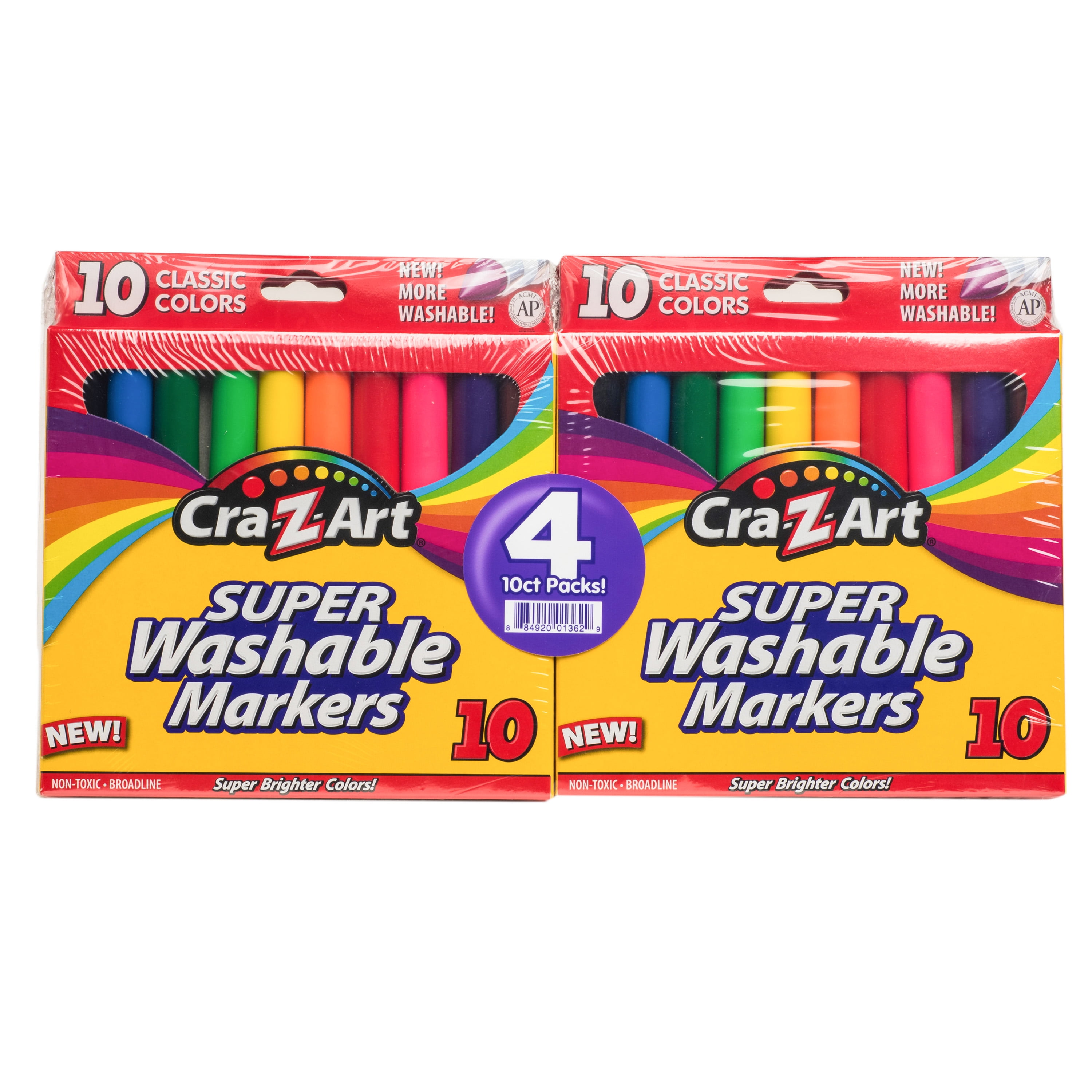 Cra-Z-Art Classic Multicolor Broad Line Washable Markers, 10 Count, Back to  School Supplies