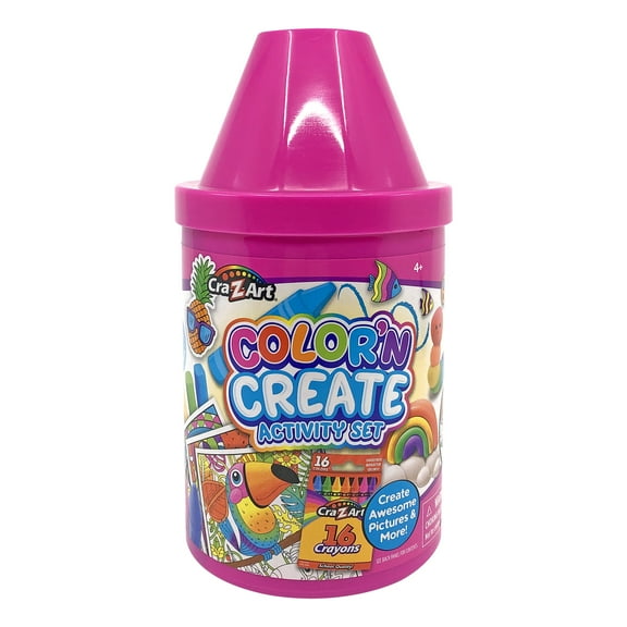 Cra-Z-Art Color 'N Create Crayon Can, Coloring Art Set, 50 pieces