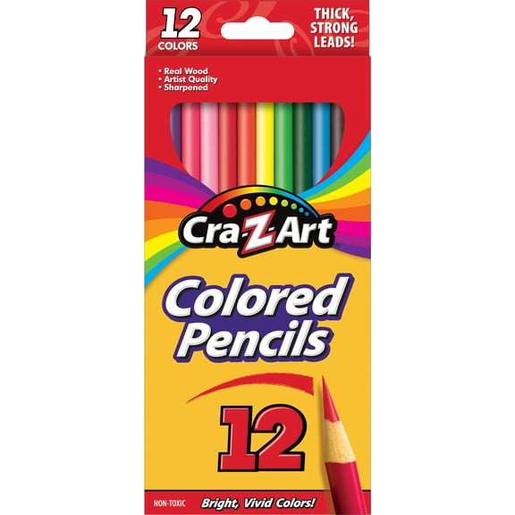 Cra-Z-Art Colored Pencils, 12 Assorted Colors, School Supplies, Classroom Supplies