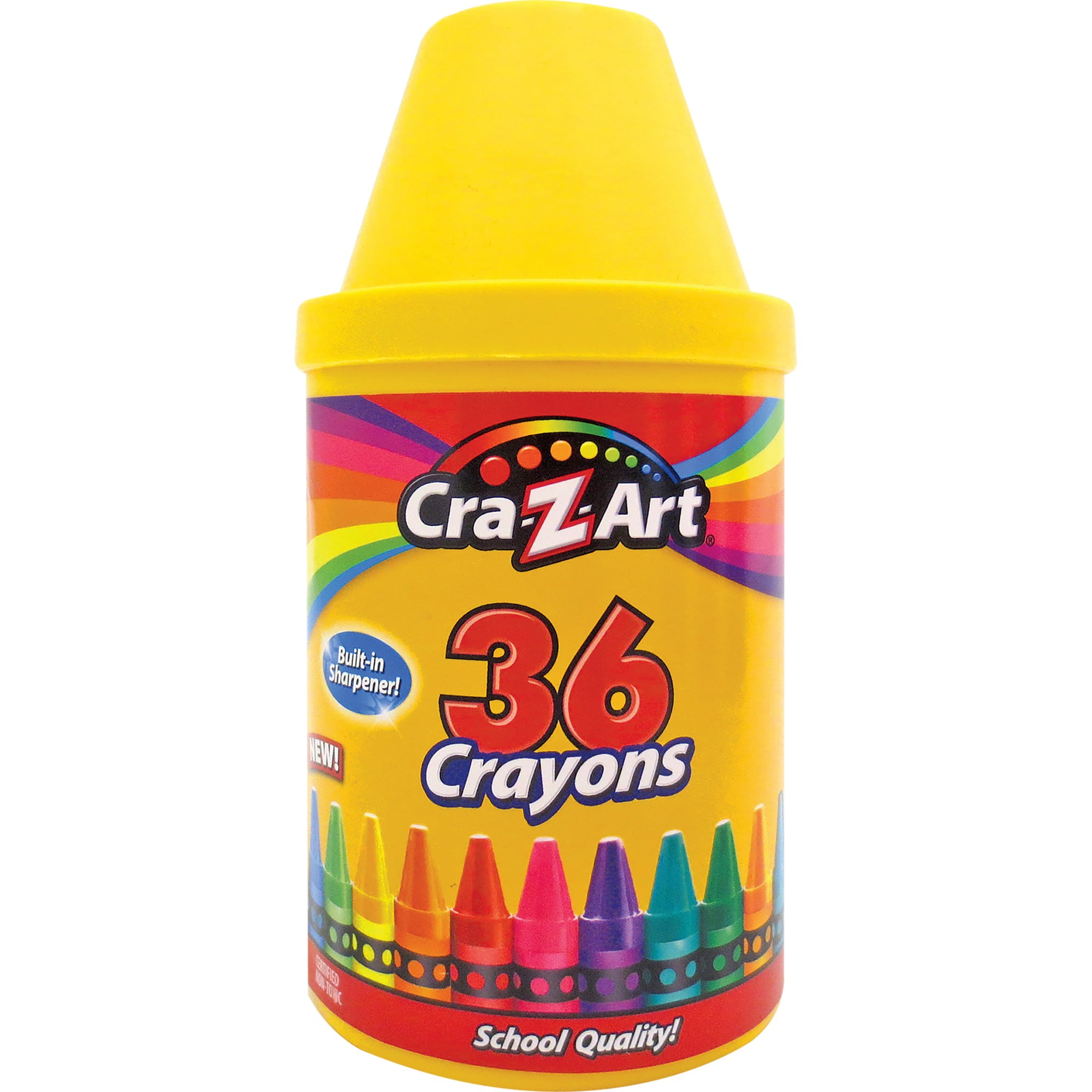 CraZArt Crayon Canister With BuiltIn Sharpener, Assorted Colors