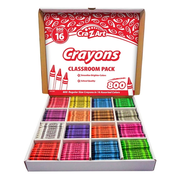 Cra-Z-Art Crayon Classroom Pack, 16 Color (800 Count)