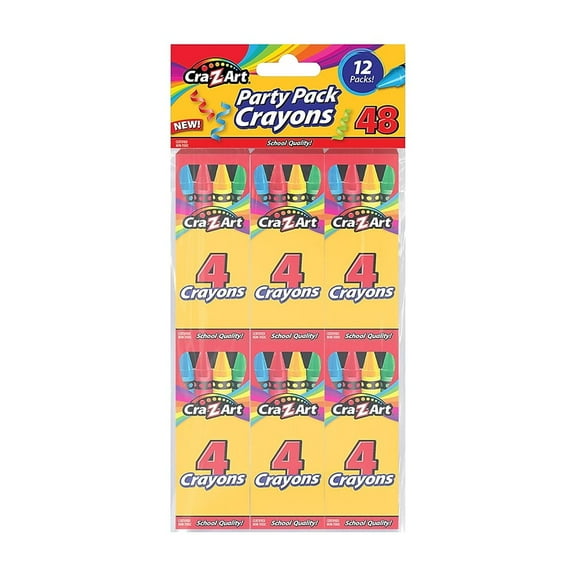 Cra-Z-Art Crayons Assorted Colors 4/Box 12 Boxes/Pack (10217-48)