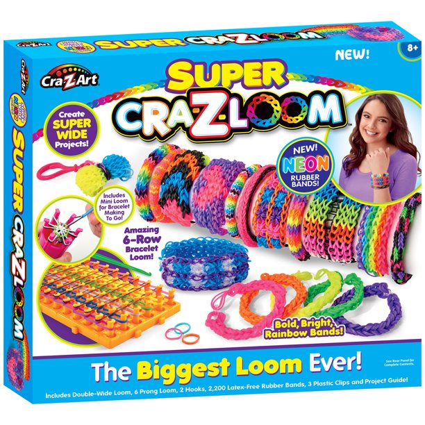 CraZArt DIY Bracelet Loom Kit, 2200 Latex Free Color Bands, 6 Row