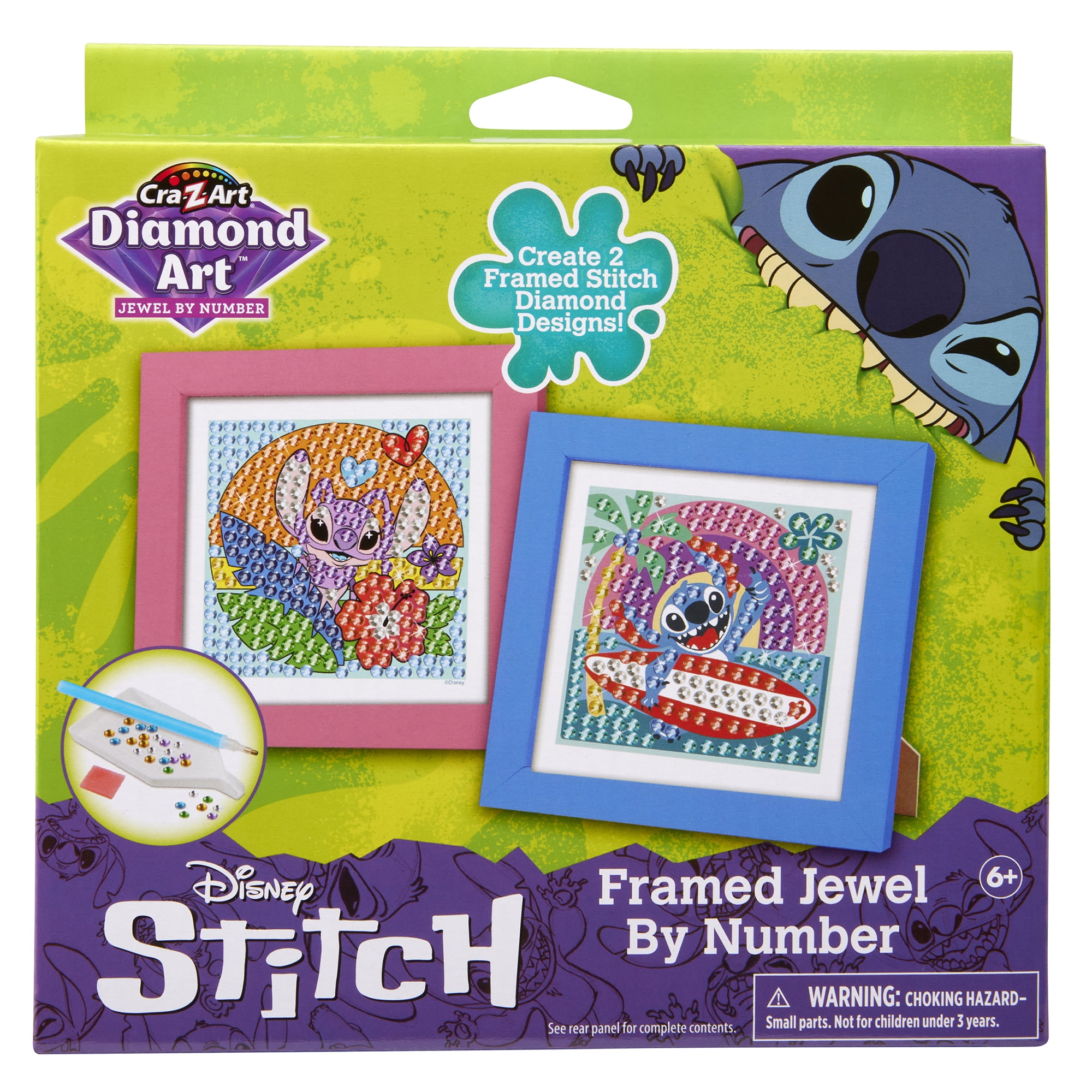 Cra-Z-Art Disney Stitch Framed Diamond Art Jewel by Number, ages 6