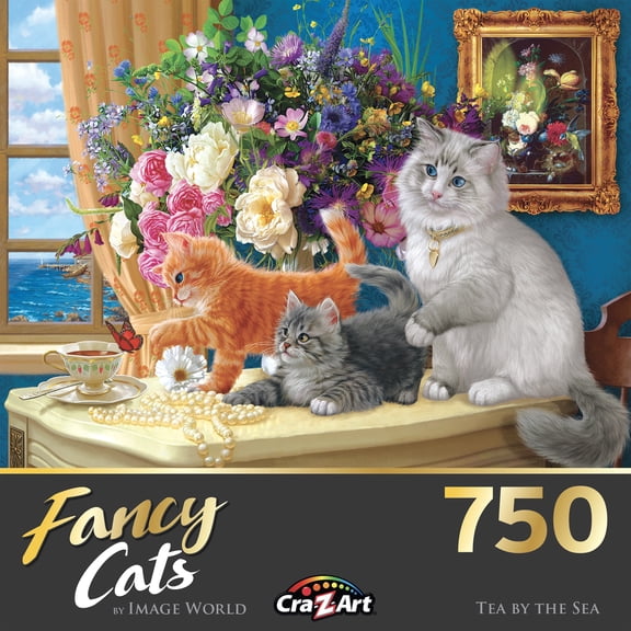 Cra-Z-Art Fancy Cats 750-Piece Tea by the Sea Jigsaw Puzzle