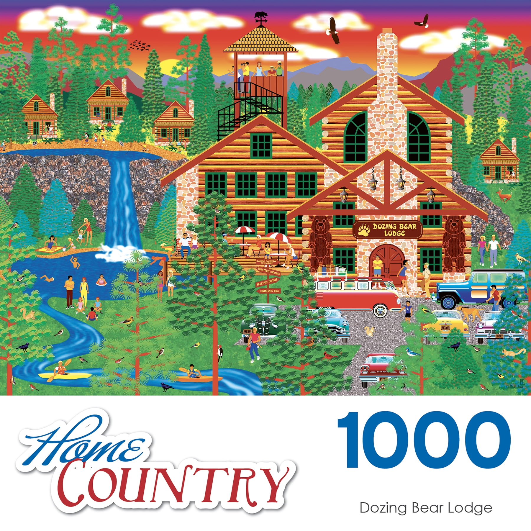 Home Country Dozing Bear Lodge 1000-Piece Jigsaw Puzzle