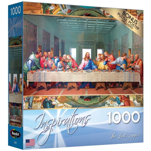 RoseArt: Inspirations - The Last Supper - 1000 Piece Puzzle - Leonardo da Vinci Masterpiece Adult Jigsaw, 19.2 x 26.6, Snap-Fit, Reference Art Poster