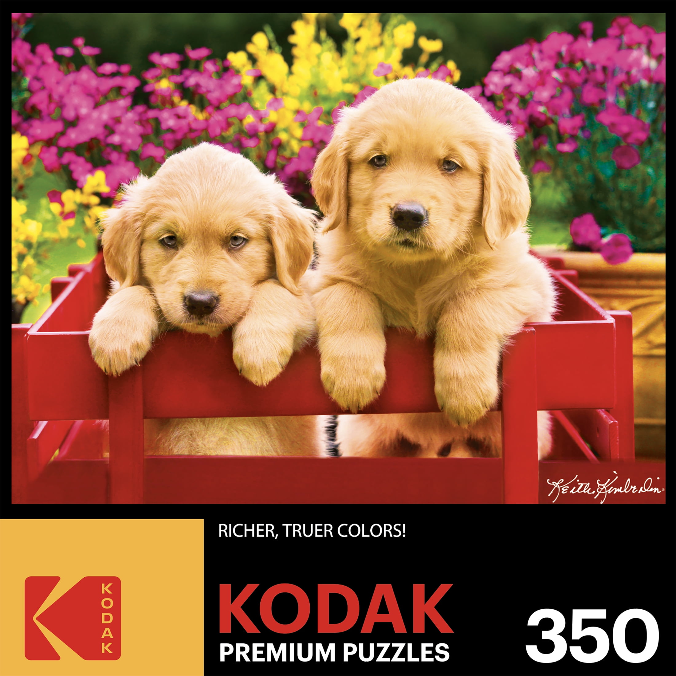 Cra-Z-Art Kodak 350-Piece Golden Retriever Puppies in a Red Wagon Adult Jigsaw Puzzle