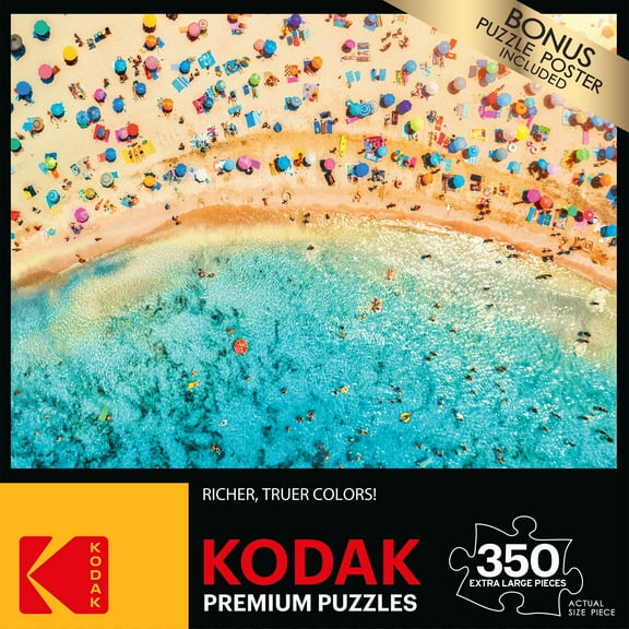 Cra-Z-Art Kodak 350-Piece Sandy Beach with Colorful Umbrellas Adult Jigsaw Puzzle