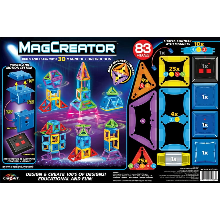 Cra Z Art MagCreator 83 Piece RC Multicolor Magnetic Tiles Motion