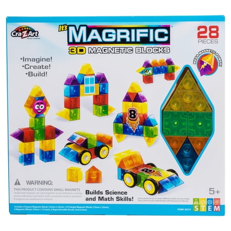 Cra-Z-Art Magrific 28 Piece Multicolor 3D Magnetic Toy, Unisex Child Ages 5 and up