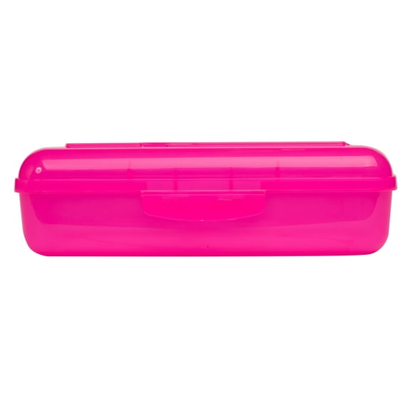 Cra-Z-Art New School Quality Stackable Pencil Box Case, Neon Pink