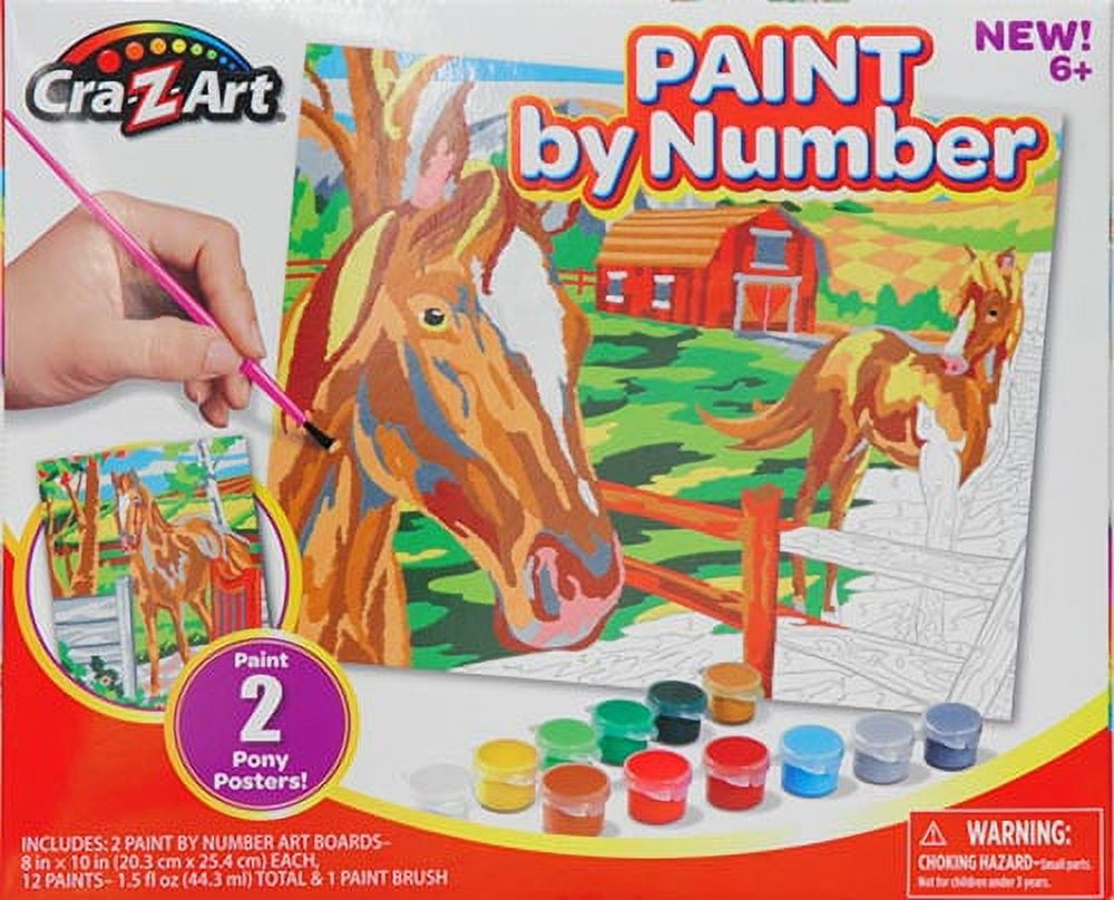 Cra-Z-Art Barbie Crayon by Number Poster Set, 19 Piece Coloring Set, Beginner, Unisex Ages 4 and Up